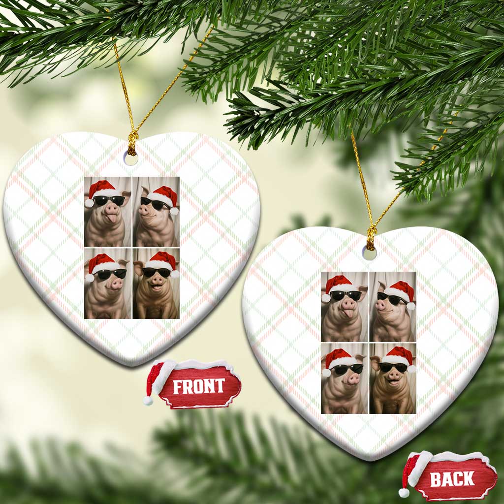 Cute Pig Christmas Selfie Ceramic Ornament Funny Holiday Photobooth Gift TS12 Print Your Wear