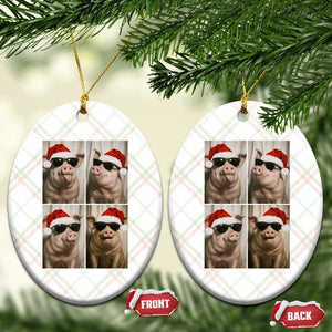 Cute Pig Christmas Selfie Ceramic Ornament Funny Holiday Photobooth Gift TS12 Print Your Wear