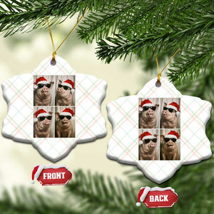 Cute Pig Christmas Selfie Ceramic Ornament Funny Holiday Photobooth Gift TS12 Print Your Wear