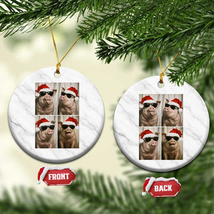 Cute Pig Christmas Selfie Ceramic Ornament Funny Holiday Photobooth Gift TS12 1pc White Marble Print Your Wear