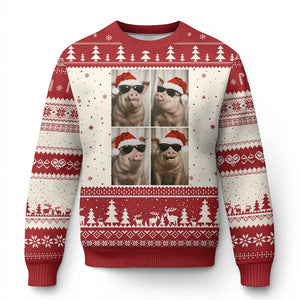 Cute Pig Xmas Selfie Ugly Christmas Sweater Funny Holiday Photobooth Gift TS12 Beige Red Print Your Wear