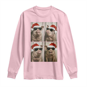 Cute Pig Christmas Selfie Long Sleeve Shirt Funny Holiday Photobooth Gift TS12 Light Pink Print Your Wear
