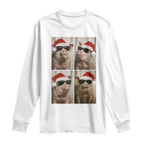 Cute Pig Christmas Selfie Long Sleeve Shirt Funny Holiday Photobooth Gift TS12 White Print Your Wear