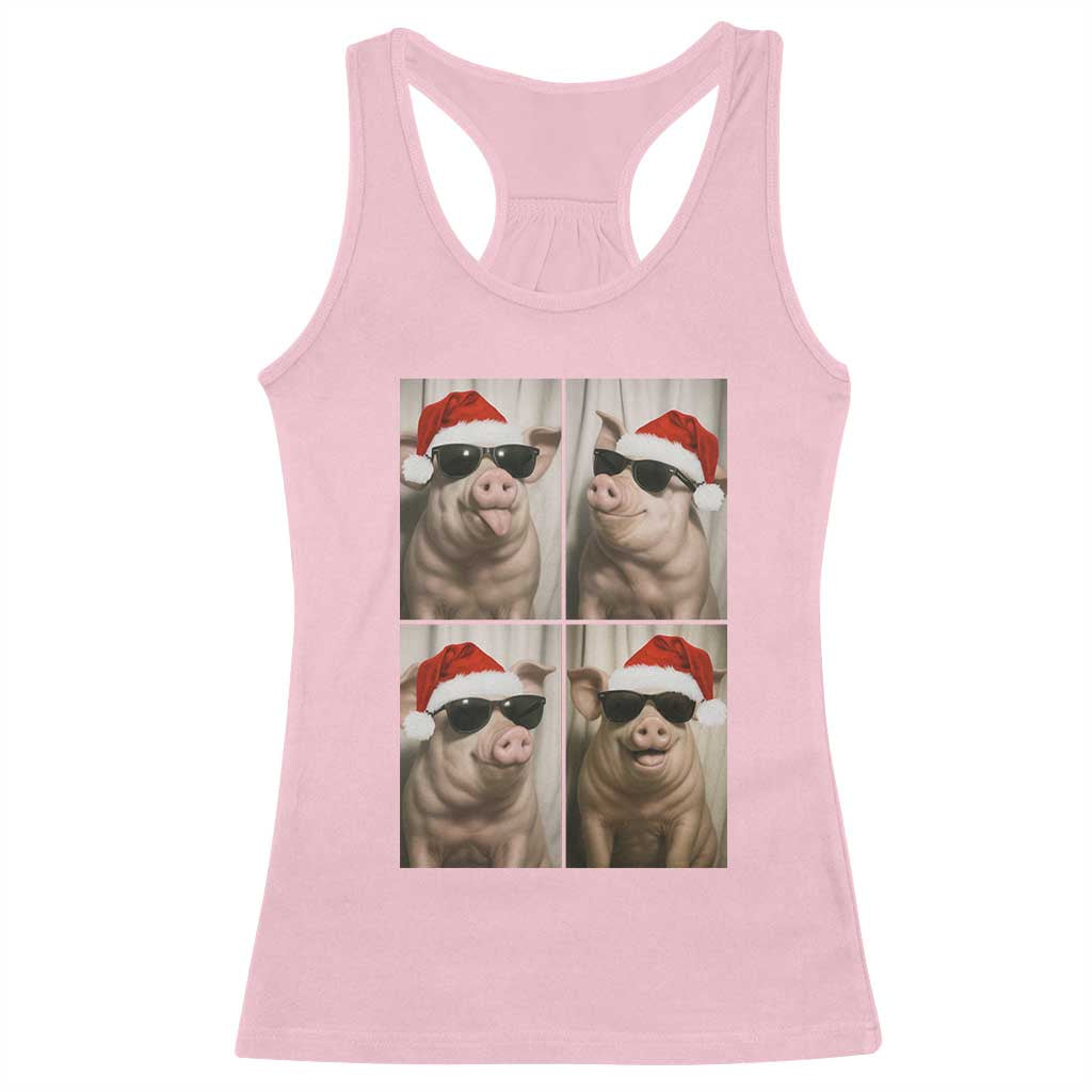 Cute Pig Christmas Selfie Racerback Tank Top Funny Holiday Photobooth Gift TS12 Light Pink Print Your Wear
