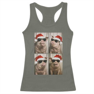 Cute Pig Christmas Selfie Racerback Tank Top Funny Holiday Photobooth Gift TS12 Military Green Print Your Wear