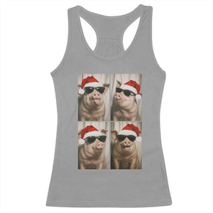 Cute Pig Christmas Selfie Racerback Tank Top Funny Holiday Photobooth Gift TS12 Sport Gray Print Your Wear