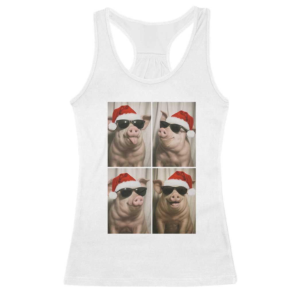 Cute Pig Christmas Selfie Racerback Tank Top Funny Holiday Photobooth Gift TS12 White Print Your Wear
