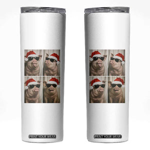 Cute Pig Christmas Selfie Skinny Tumbler Funny Holiday Photobooth Gift TS12 White Print Your Wear