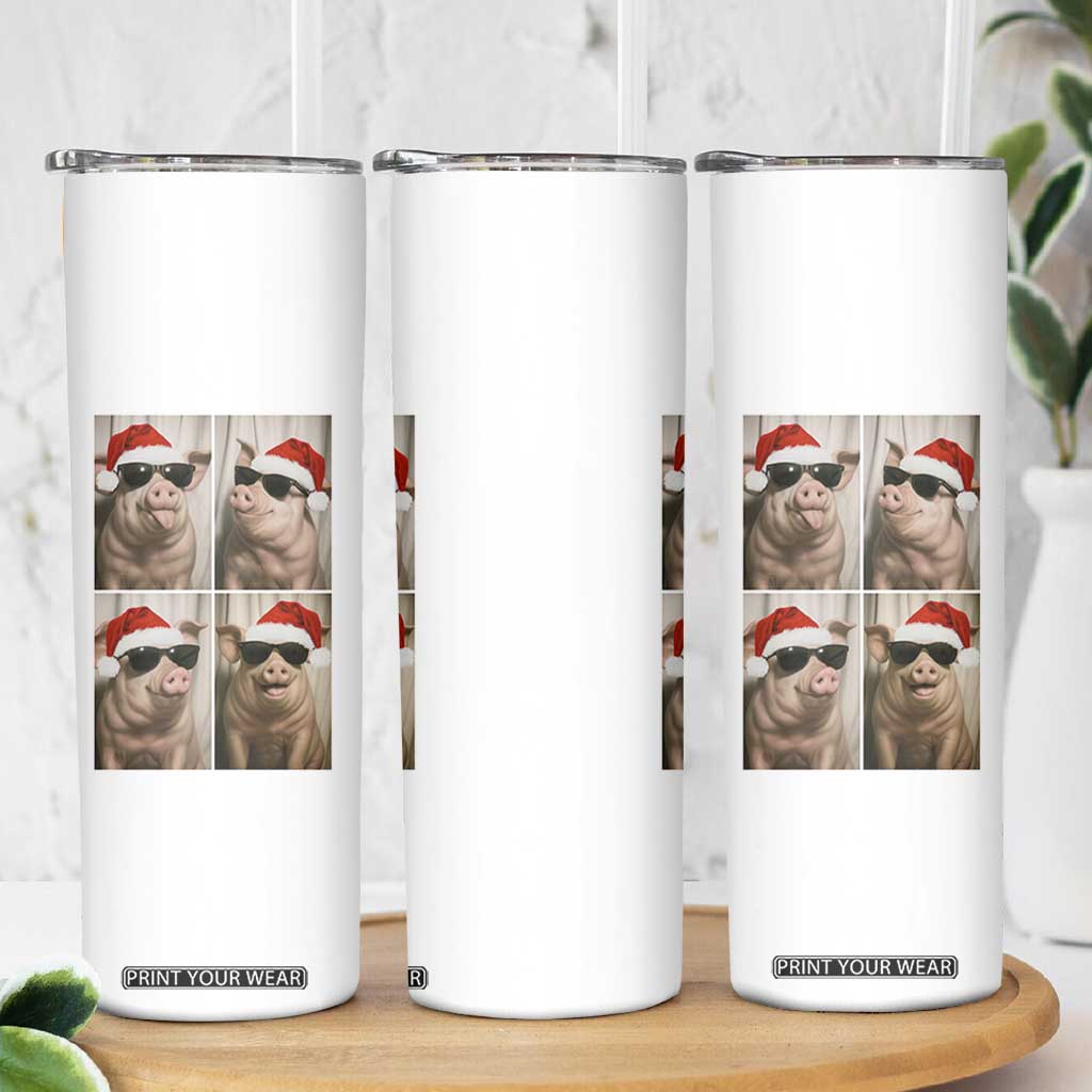 Cute Pig Christmas Selfie Skinny Tumbler Funny Holiday Photobooth Gift TS12 Print Your Wear