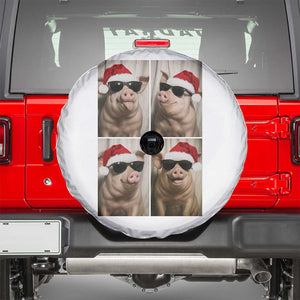 Cute Pig Christmas Selfie Spare Tire Cover Funny Holiday Photobooth Gift TS12 White Print Your Wear