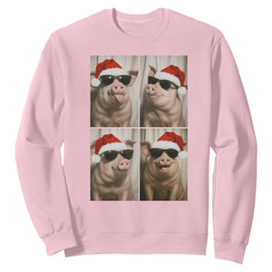 Cute Pig Christmas Selfie Sweatshirt Funny Holiday Photobooth Gift TS12 Light Pink Print Your Wear