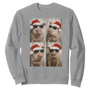 Cute Pig Christmas Selfie Sweatshirt Funny Holiday Photobooth Gift TS12 Sport Gray Print Your Wear