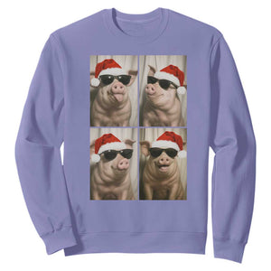 Cute Pig Christmas Selfie Sweatshirt Funny Holiday Photobooth Gift TS12 Violet Print Your Wear