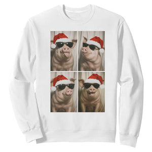 Cute Pig Christmas Selfie Sweatshirt Funny Holiday Photobooth Gift TS12 White Print Your Wear