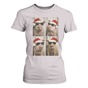 Cute Pig Christmas Selfie T Shirt For Women Funny Holiday Photobooth Gift TS12 Ice Gray Print Your Wear