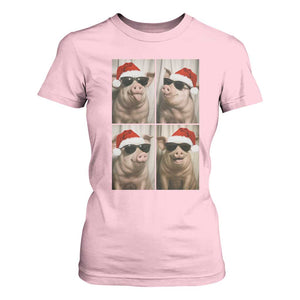 Cute Pig Christmas Selfie T Shirt For Women Funny Holiday Photobooth Gift TS12 Light Pink Print Your Wear