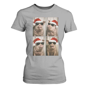 Cute Pig Christmas Selfie T Shirt For Women Funny Holiday Photobooth Gift TS12 Sport Gray Print Your Wear