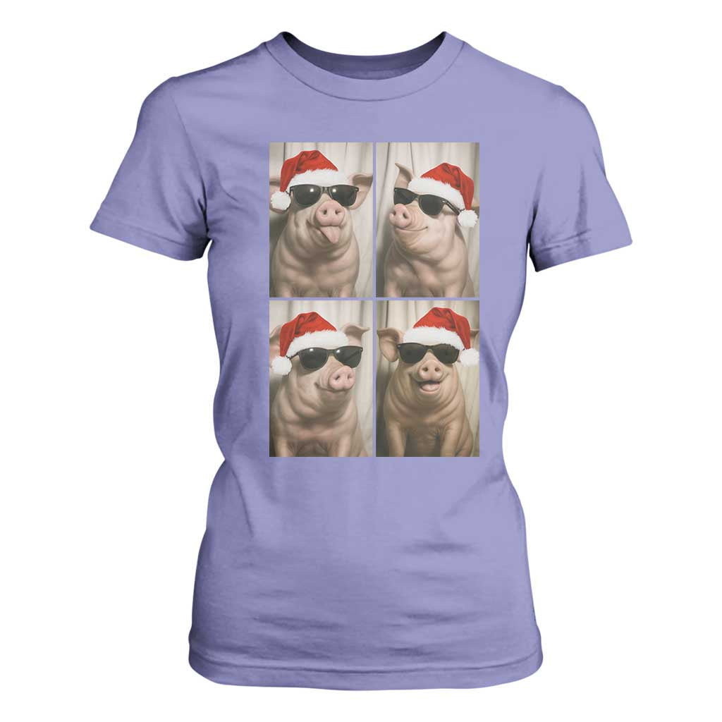 Cute Pig Christmas Selfie T Shirt For Women Funny Holiday Photobooth Gift TS12 Violet Print Your Wear