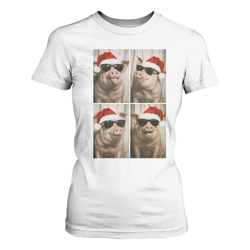 Cute Pig Christmas Selfie T Shirt For Women Funny Holiday Photobooth Gift TS12 White Print Your Wear