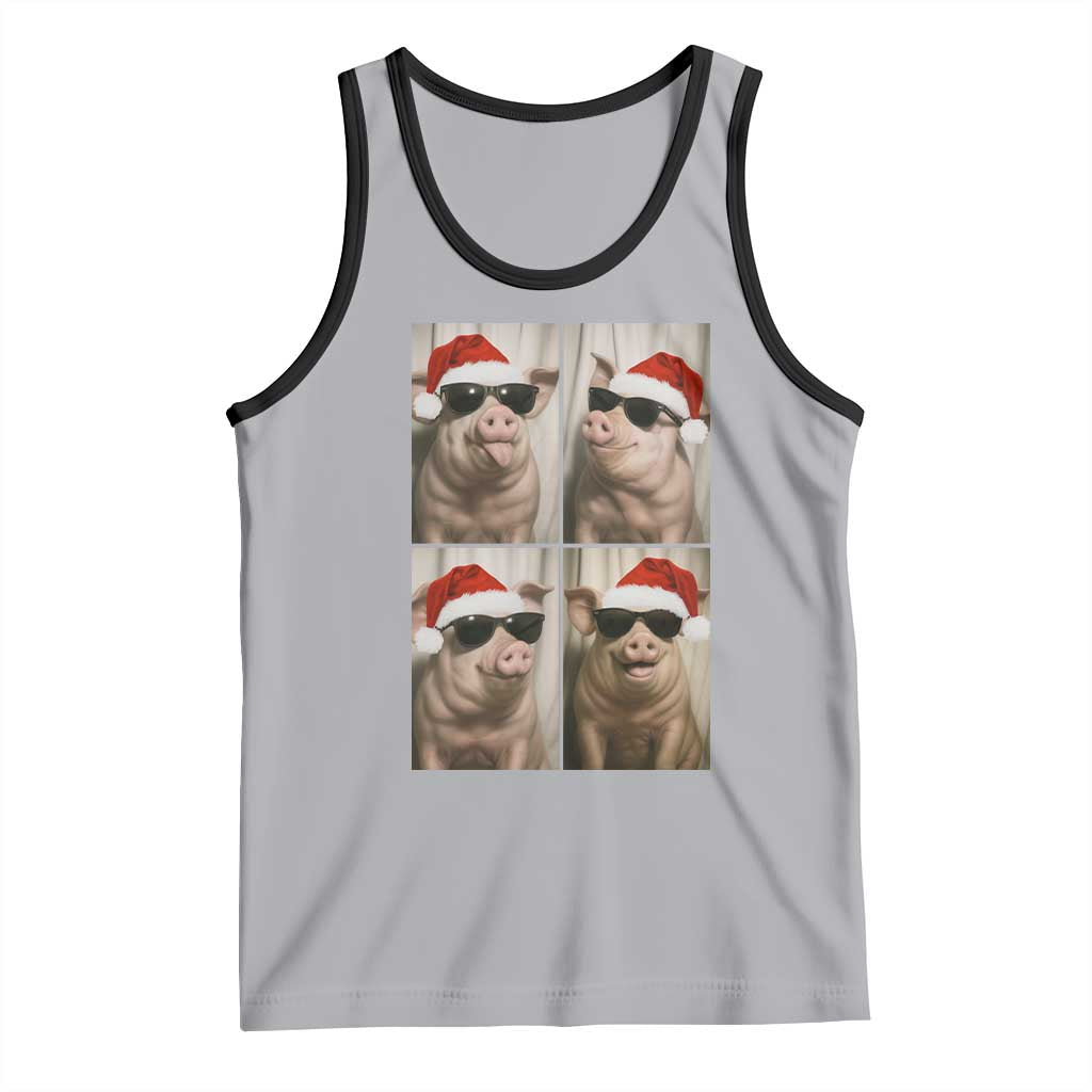 Cute Pig Christmas Selfie Tank Top Funny Holiday Photobooth Gift TS12 Athletic Heather Black Print Your Wear