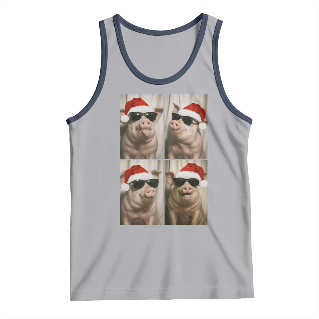 Cute Pig Christmas Selfie Tank Top Funny Holiday Photobooth Gift TS12 Athletic Heather Navy Print Your Wear