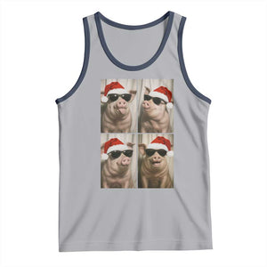 Cute Pig Christmas Selfie Tank Top Funny Holiday Photobooth Gift TS12 Athletic Heather Navy Print Your Wear