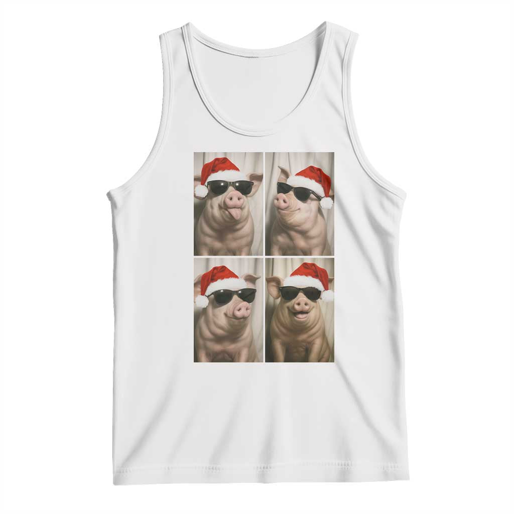 Cute Pig Christmas Selfie Tank Top Funny Holiday Photobooth Gift TS12 White Print Your Wear