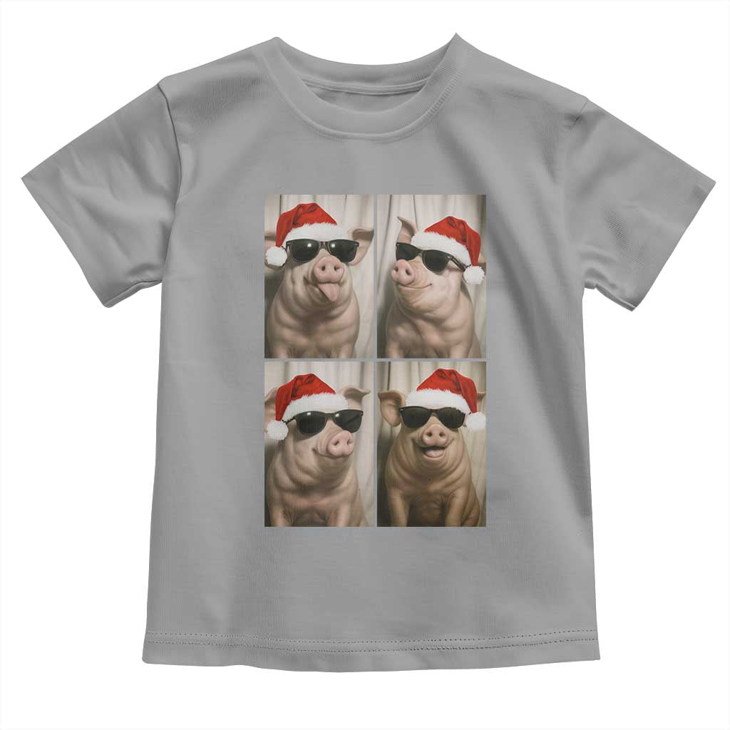Cute Pig Christmas Selfie Toddler T Shirt Funny Holiday Photobooth Gift TS12 Sport Gray Print Your Wear
