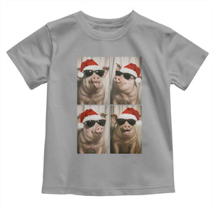 Cute Pig Christmas Selfie Toddler T Shirt Funny Holiday Photobooth Gift TS12 Sport Gray Print Your Wear