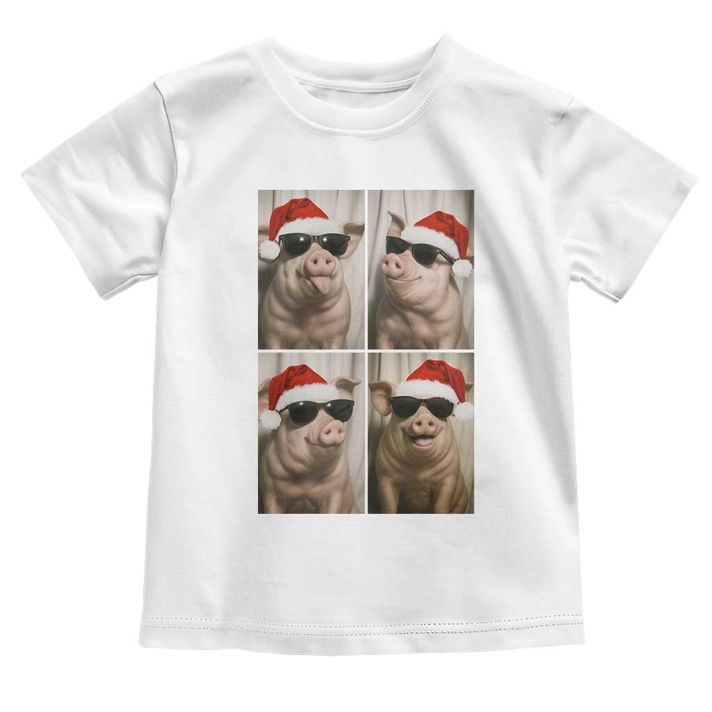 Cute Pig Christmas Selfie Toddler T Shirt Funny Holiday Photobooth Gift TS12 White Print Your Wear