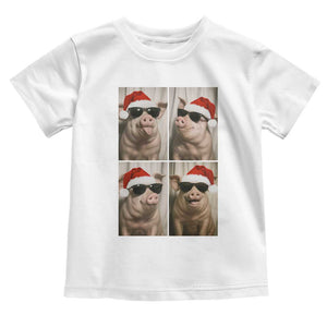 Cute Pig Christmas Selfie Toddler T Shirt Funny Holiday Photobooth Gift TS12 White Print Your Wear