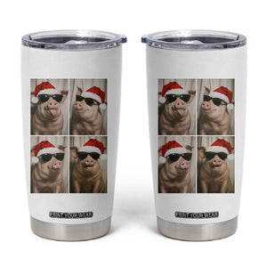 Cute Pig Christmas Selfie Tumbler Cup Funny Holiday Photobooth Gift TS12 White Print Your Wear