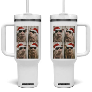 Cute Pig Christmas Selfie Tumbler With Handle Funny Holiday Photobooth Gift TS12 One Size: 40 oz White Print Your Wear