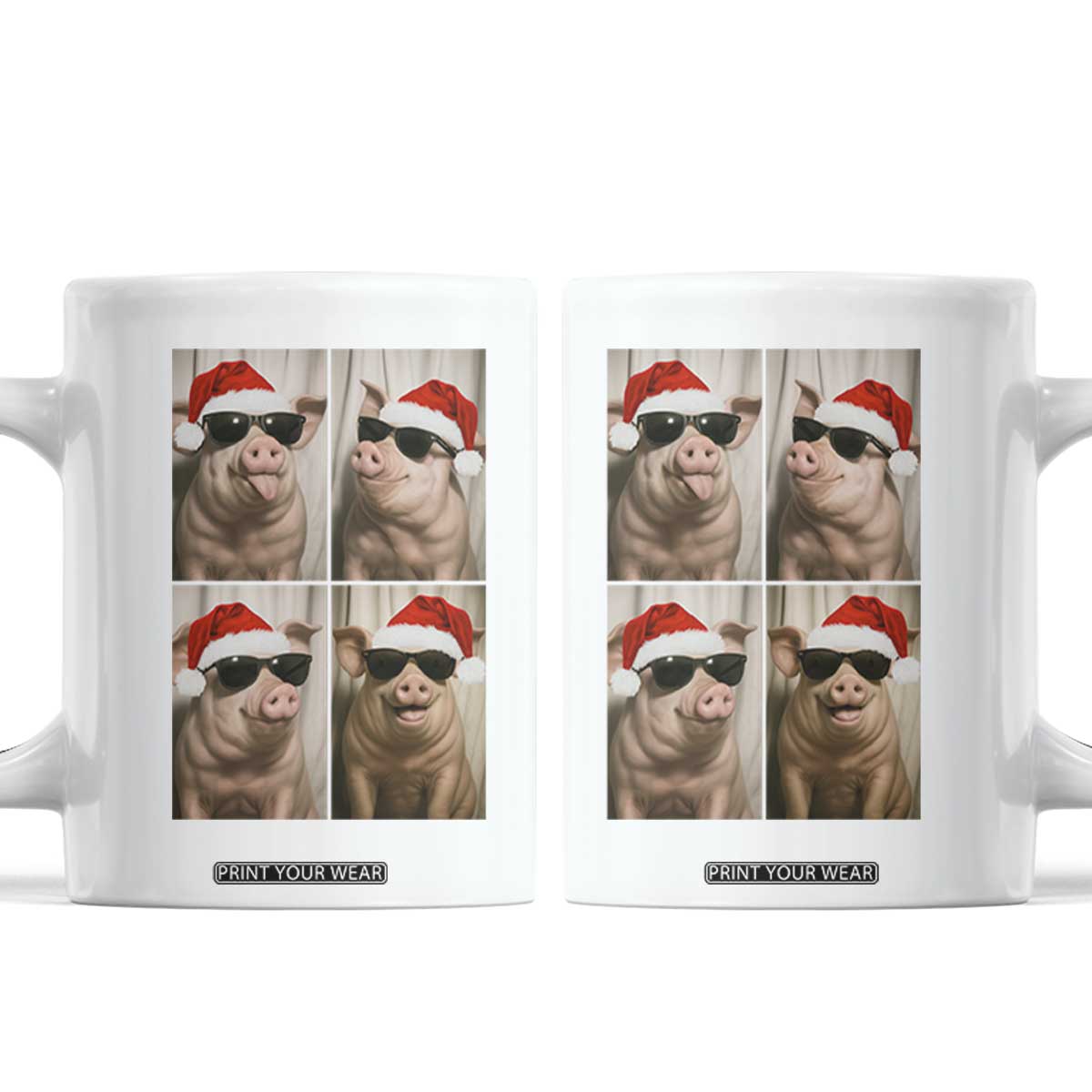 Cute Pig Christmas Selfie Coffee Mug Funny Holiday Photobooth Gift TS12 White Print Your Wear