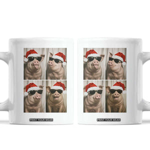 Cute Pig Christmas Selfie Coffee Mug Funny Holiday Photobooth Gift TS12 White Print Your Wear