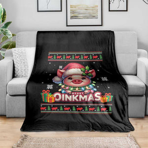 Funny Merry Oinkmas Throw Blanket Pig Lover Ugly Christmas Gift TS12 Print Your Wear
