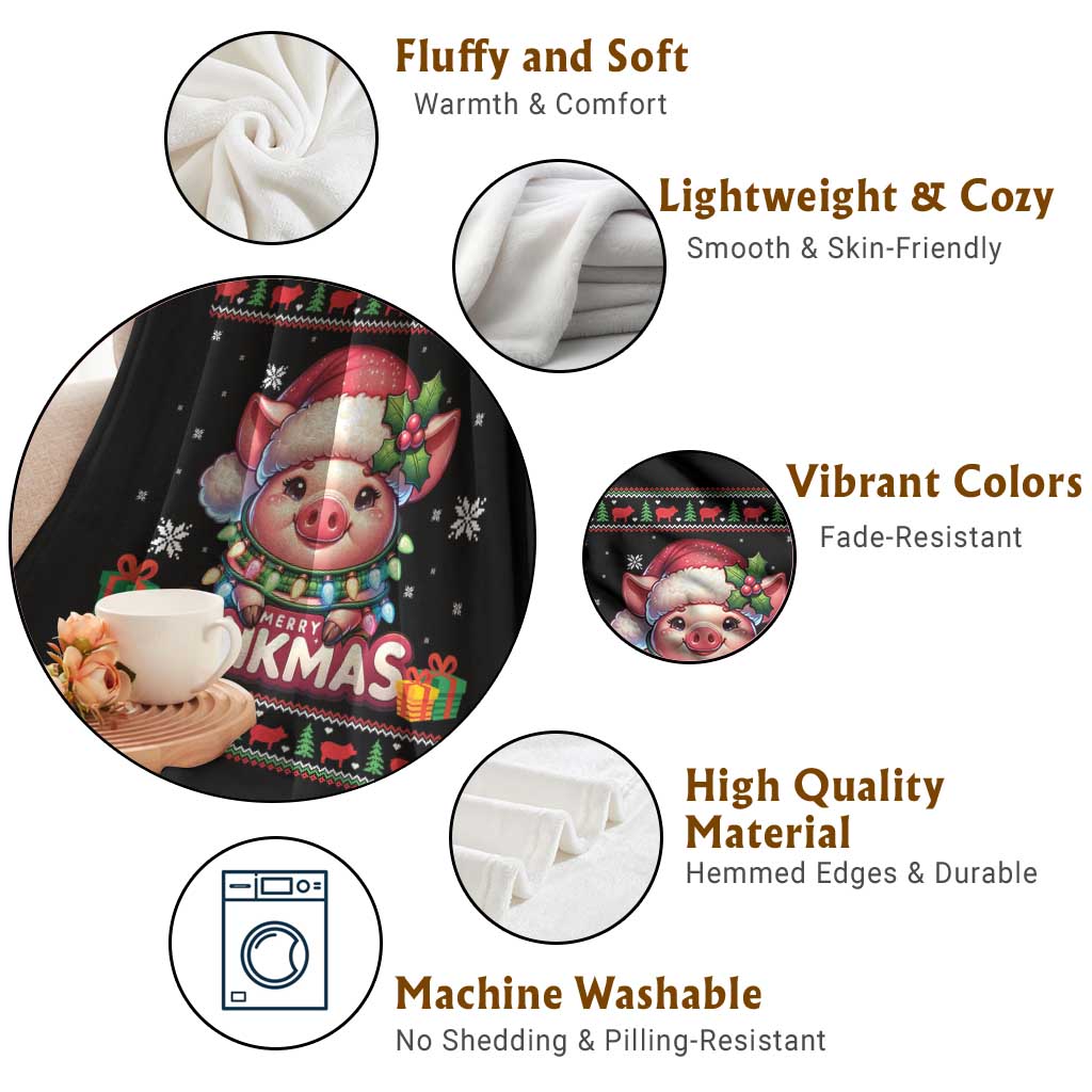 Funny Merry Oinkmas Throw Blanket Pig Lover Ugly Christmas Gift TS12 Print Your Wear