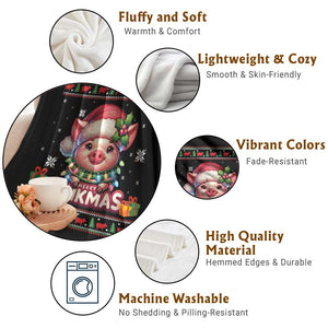 Funny Merry Oinkmas Throw Blanket Pig Lover Ugly Christmas Gift TS12 Print Your Wear