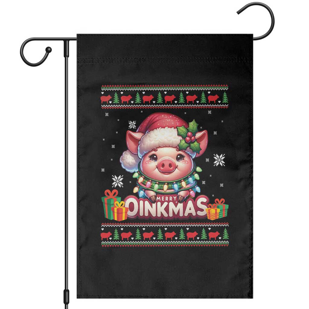 Funny Merry Oinkmas Garden Flag Pig Lover Ugly Christmas Gift TS12 Black Print Your Wear