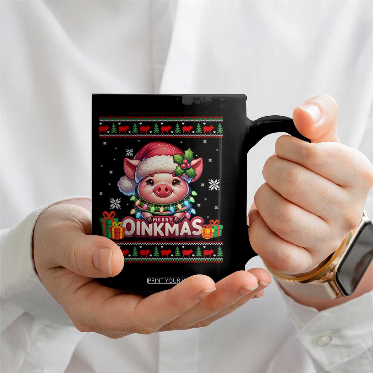 Funny Merry Oinkmas Coffee Mug Pig Lover Ugly Christmas Gift TS12 Print Your Wear