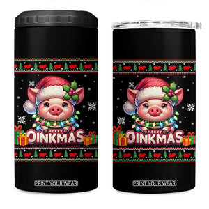 Funny Merry Oinkmas 4 in 1 Can Cooler Tumbler Pig Lover Ugly Christmas Gift TS12 One Size: 16 oz Black Print Your Wear