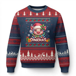 Funny Merry Oinkmas Ugly Christmas Sweater Pig Lover Ugly Xmas Gift TS12 Navy Red Print Your Wear