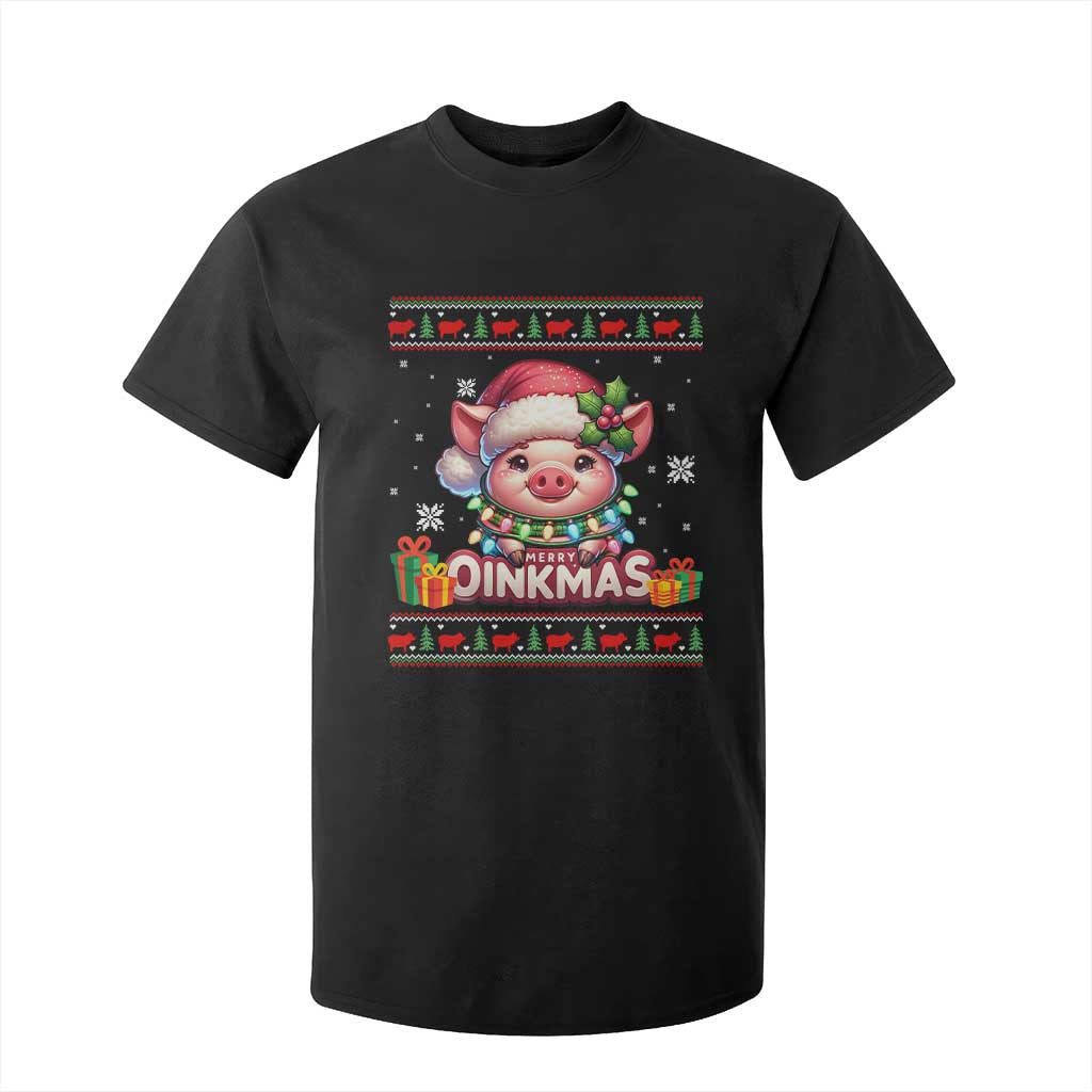 Funny Merry Oinkmas T Shirt For Kid Pig Lover Ugly Christmas Gift TS12 Black Print Your Wear