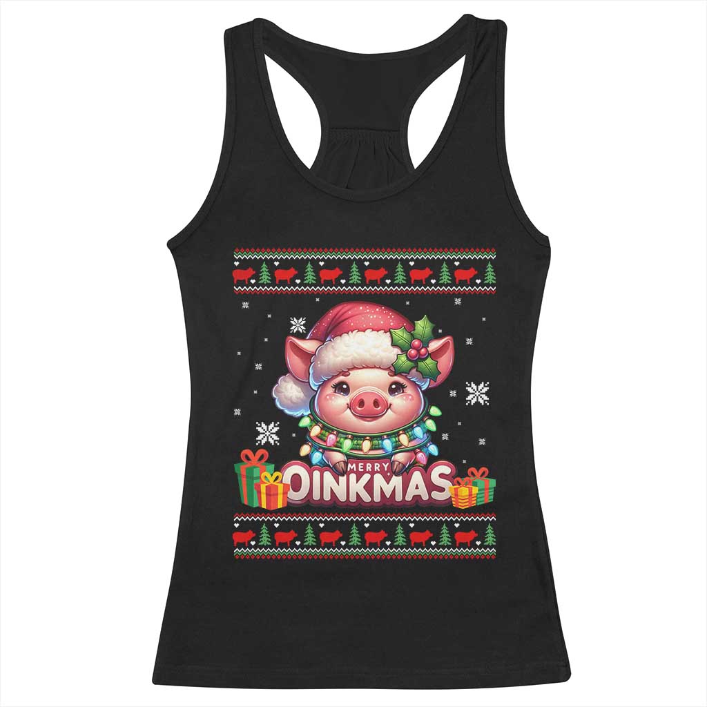 Funny Merry Oinkmas Racerback Tank Top Pig Lover Ugly Christmas Gift TS12 Black Print Your Wear