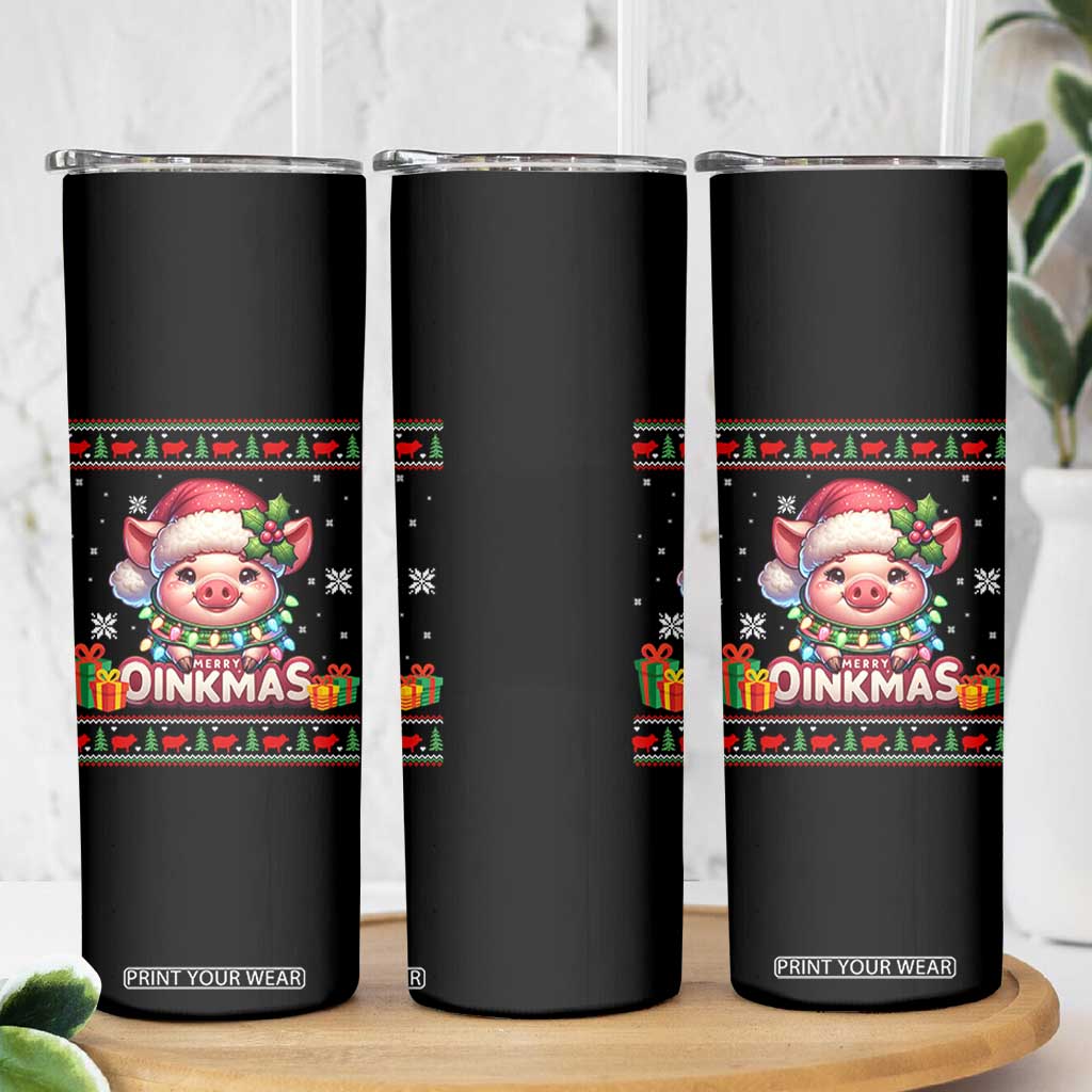 Funny Merry Oinkmas Skinny Tumbler Pig Lover Ugly Christmas Gift TS12 Print Your Wear