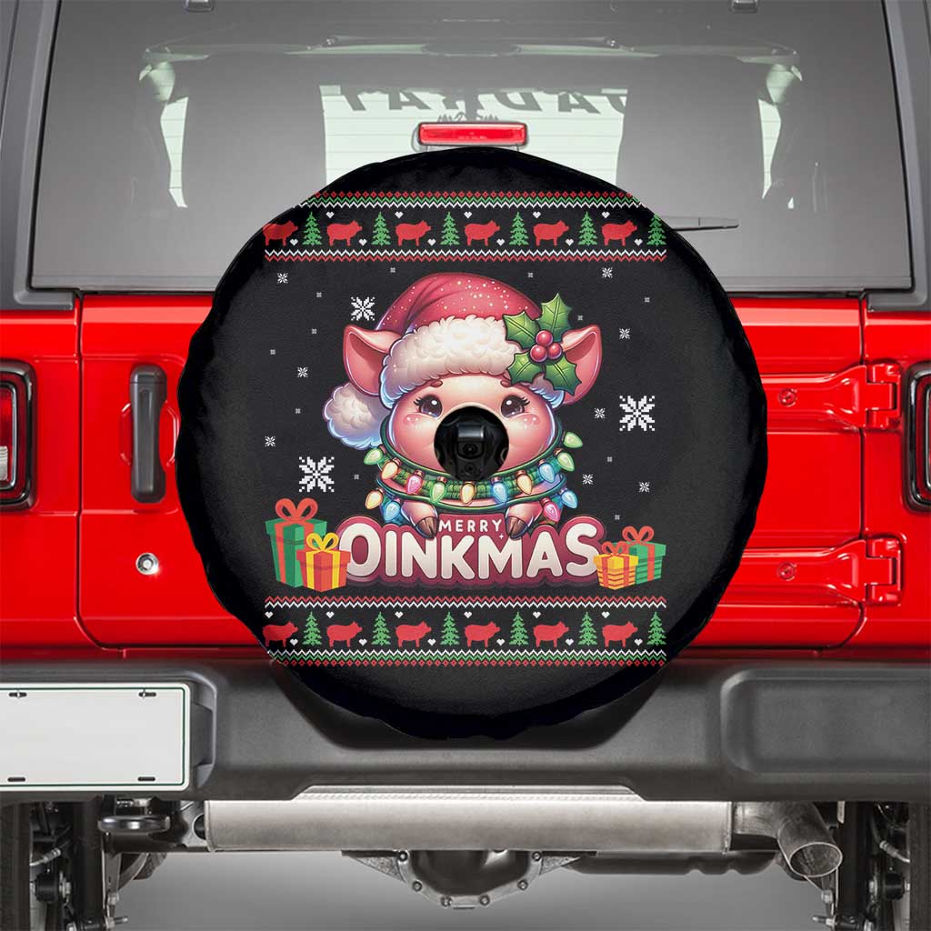Funny Merry Oinkmas Spare Tire Cover Pig Lover Ugly Christmas Gift TS12 Black Print Your Wear