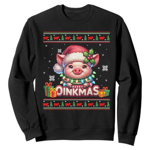 Funny Merry Oinkmas Sweatshirt Pig Lover Ugly Christmas Gift TS12 Black Print Your Wear
