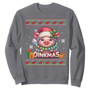 Funny Merry Oinkmas Sweatshirt Pig Lover Ugly Christmas Gift TS12 Charcoal Print Your Wear