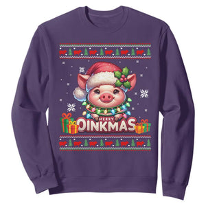 Funny Merry Oinkmas Sweatshirt Pig Lover Ugly Christmas Gift TS12 Purple Print Your Wear
