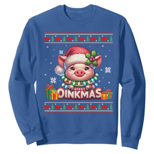 Funny Merry Oinkmas Sweatshirt Pig Lover Ugly Christmas Gift TS12 Royal Blue Print Your Wear